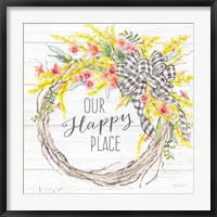 Framed Spring Gingham Wreath Happy Place