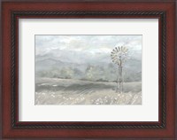 Framed Country Meadow Windmill Landscape Neutral