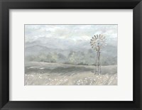 Framed Country Meadow Windmill Landscape Neutral