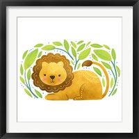Framed 'Safari Cuties Lion' border=