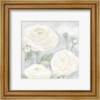 Framed 'Peaceful Repose Floral on Gray I' border=
