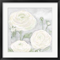 Framed Peaceful Repose Floral on Gray I