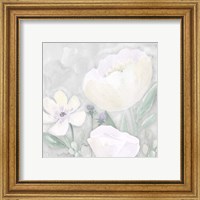Framed 'Peaceful Repose Floral on Gray II' border=