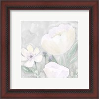 Framed 'Peaceful Repose Floral on Gray II' border=