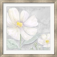 Framed Peaceful Repose Floral on Gray III