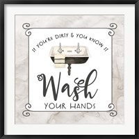 Framed Bath Humor Wash Your Hands