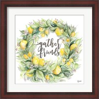 Framed Watercolor Lemon Wreath Gather Friends