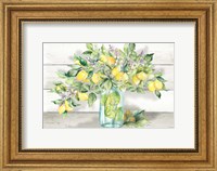 Framed Watercolor Lemons in Mason Jar Landscape