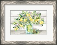 Framed Watercolor Lemons in Mason Jar Landscape