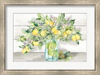 Framed Watercolor Lemons in Mason Jar Landscape