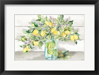 Framed Watercolor Lemons in Mason Jar Landscape