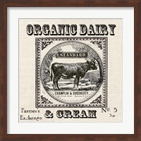 Framed Farmhouse Grain Sack Label Cow