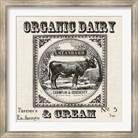 Framed Farmhouse Grain Sack Label Cow