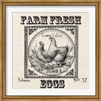 Framed Farmhouse Grain Sack Label Chickens