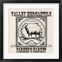 Framed 'Farmhouse Grain Sack Label Sheep' border=