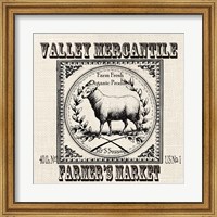 Framed Farmhouse Grain Sack Label Sheep