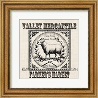 Framed 'Farmhouse Grain Sack Label Sheep' border=