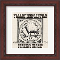 Framed Farmhouse Grain Sack Label Sheep