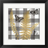 Buffalo Check Ferns and Butterflies Neutral I Framed Print