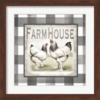 Framed 'Buffalo Check Farm House Chickens Neutral I' border=