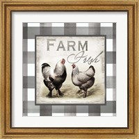 Framed 'Buffalo Check Farm House Chickens Neutral II' border=