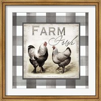 Framed Buffalo Check Farm House Chickens Neutral II