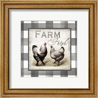 Framed 'Buffalo Check Farm House Chickens Neutral II' border=