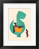 Framed TRex and the Basketful of Wiener Dogs