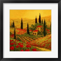 Framed 'Poppies of Toscano II' border=