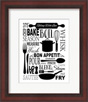 Framed 'Culinary Love 1 (black & white)' border=