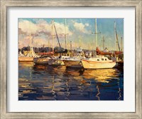 Framed Boats on Glassy Harbor