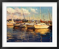Framed Boats on Glassy Harbor