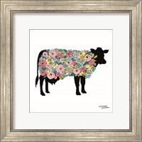 Framed 'Floral Cow' border=