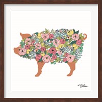Framed Floral Pig
