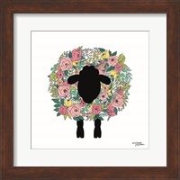 Framed Floral Sheep