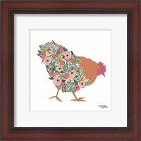 Framed 'Floral Rooster' border=