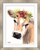 Framed Jersey Cow with Floral Crown