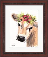 Framed Jersey Cow with Floral Crown