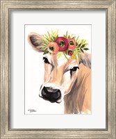 Framed Jersey Cow with Floral Crown