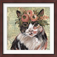 Framed Cat with Floral Crown
