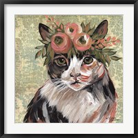 Framed Cat with Floral Crown