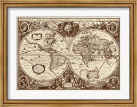 Framed Nova Totius Terrarum Orbis Tabula (sepia)