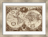 Framed Nova Totius Terrarum Orbis Tabula (sepia)