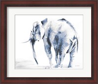 Framed Lone Elephant Blue Gray Crop