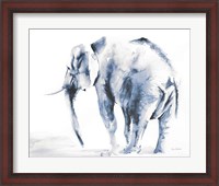 Framed Lone Elephant Blue Gray Crop