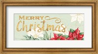 Framed Watercolor Poinsettia Merry Christmas