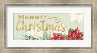 Framed Watercolor Poinsettia Merry Christmas