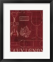 Framed 'Wine Blueprint IV' border=