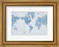 Framed World Map White and Blue