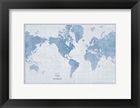 Framed World Map White and Blue